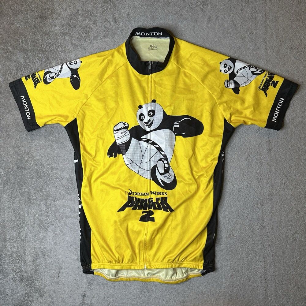 Kung Fu Panda 2 Cycling Bike Jersey Shirt Dream Works Monton Sz 3XL (Med) Yellow